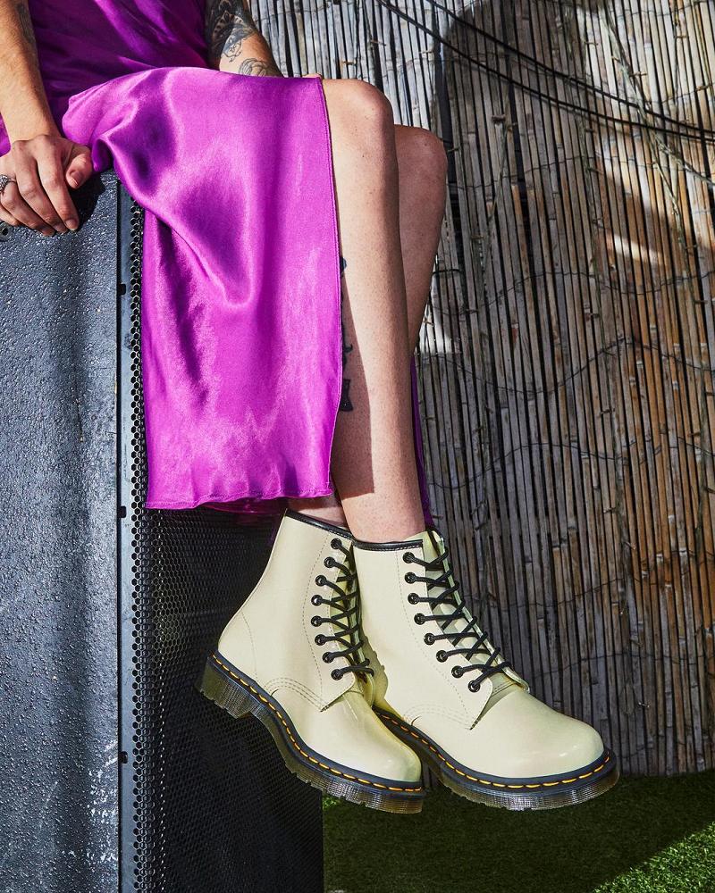 Dr Martens 1460 Patent Lær Snørestøvletter Dame Pisket Krem | Norge 584QMA